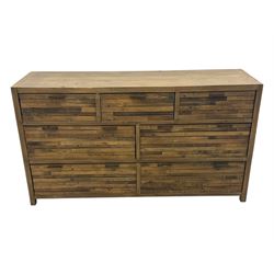Barker & Stonehouse - contemporary 'Charlie' reclaimed wood chest, rectangular plank top over three short and four long drawers, raised on square supports