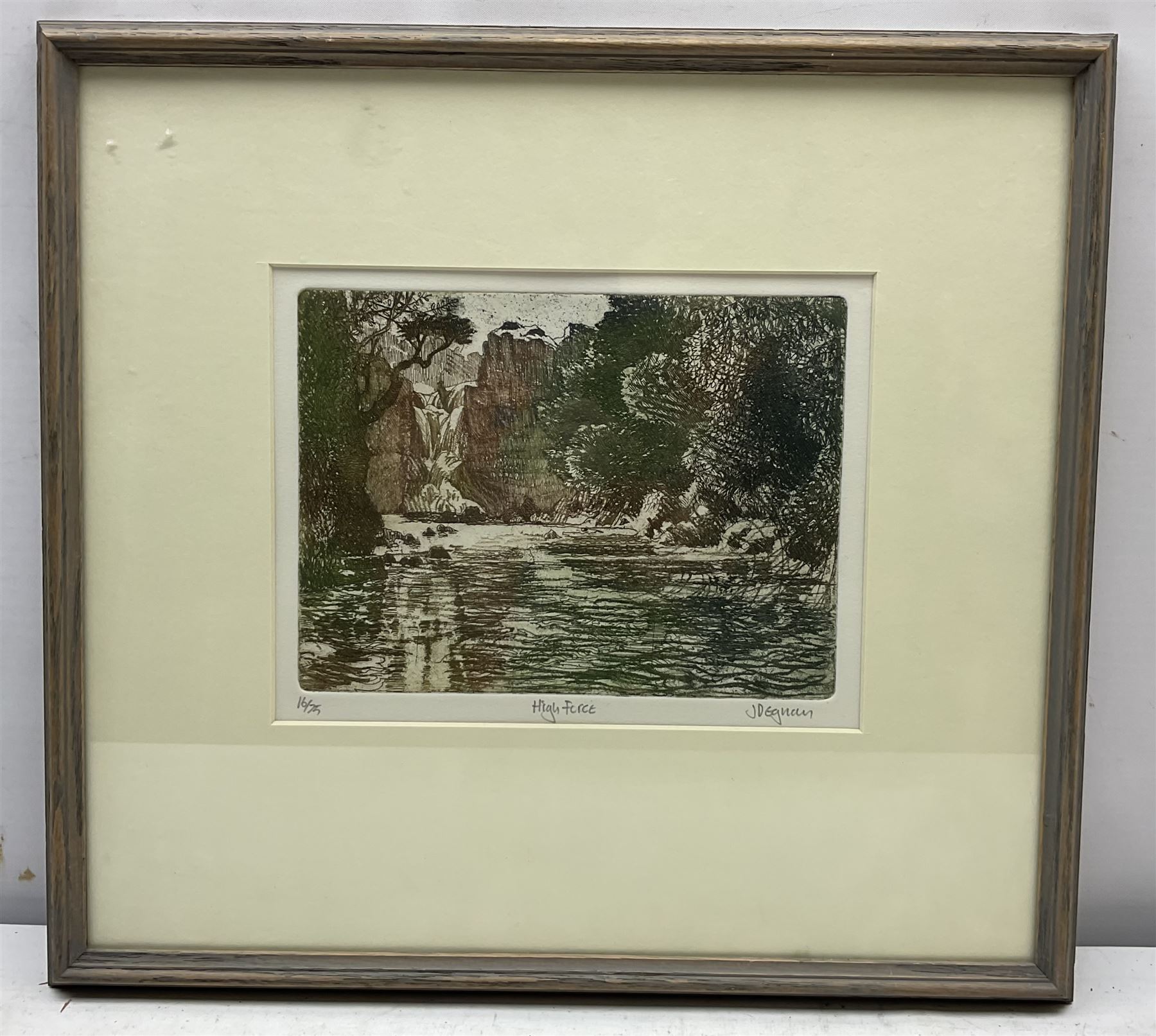 John Degnan (Northern British 1947-): 'Fryup Dale' North Yorkshire; 'Stout Steps'; 'High Force' and 'Court Yard', four etchings signed titled and numbered 39/100, 26/100, 16/25 and AP 4, max 23cm x 17cm (4)