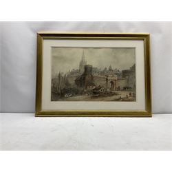 Paul Marny (French/British 1829-1914): 'Porte France' City Gateway, watercolour signed and titled 37cm x 58cm