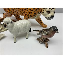 Group of Beswick figures to include leopard no 1082, rabbits, swan, pheasant no 1226 etc, all with marks beneath
