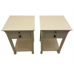 Pair of Willis & Gambier lamp tables, fitted with slide and single drawer