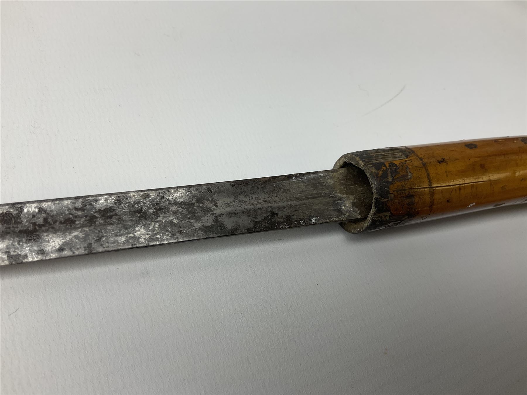 Late 19th/early 20th century sword stick/walking cane with 38cm fullered steel blade 85cm overall