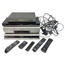 Panasonic NV-HV61 Super Drive Hi-Fi Stereo VCR VHS player, together with Panasonic DMR-ES10EB-S DVD RAM disc recorder