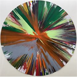 Damien Hirst (British 1965-): Circle Spin Painting 2009, acrylic on die-cut wove paper, with artist's inkstamp signature and blindstamp verso, pub. Pinchuk Art Centre, Ukraine, dia. 52.1cm 
