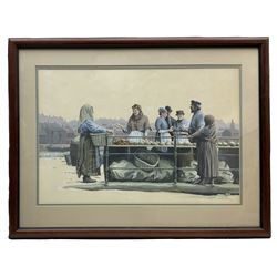 John Cooper (British 1942-) after Frank Meadow Sutcliffe (British 1853-1941): New Quay Fish Stall - Whitby (B-30A), gouache signed 37cm x 54cm