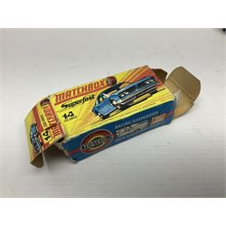 Matchbox 1-75 Series 'Superfast' ex-shop stock - eight models comprising 8f Wildcat Dragster, 9e AMX Javelin, 10e Piston Popper, 13e Baja Buggy, 14d Iso Grifo, 19e Road Dragster, 22d Freeman Intercity Commuter and 23e Volkswagen Camper; all boxed (8)