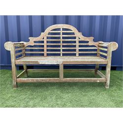 Lutyen style teak garden bench  - THIS LOT IS TO BE COLLECTED BY APPOINTMENT FROM DUGGLEBY STORAGE, GREAT HILL, EASTFIELD, SCARBOROUGH, YO11 3TX
