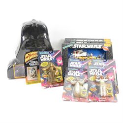 Sealed JusToys Star Wars Darth Vader 20 Piece Carry Case, together with Three JusToys Star Wars Bend-Ems four piece gift sets, each containing four figures and four trading cards, boxed, together with five JusToys Star Wars Bend-Ems carded figures, including Admiral Akbar, Tusken Raider, Lando Calrissian, Emperor's Royal Guard and Obi Wan Kenobi, and four Kenner Action Masters diecast metal collectibles C-3P0, Darth Vader, R2-D2 and Luke Skywalker (13)