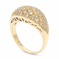 18ct gold diamond dome ring, pave set with round cut diamonds, London import mark 1989