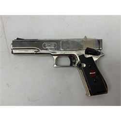 G-10 .177 20-shot BB Repeater air pistol with deluxe nickel plated finish; boxed with instructions