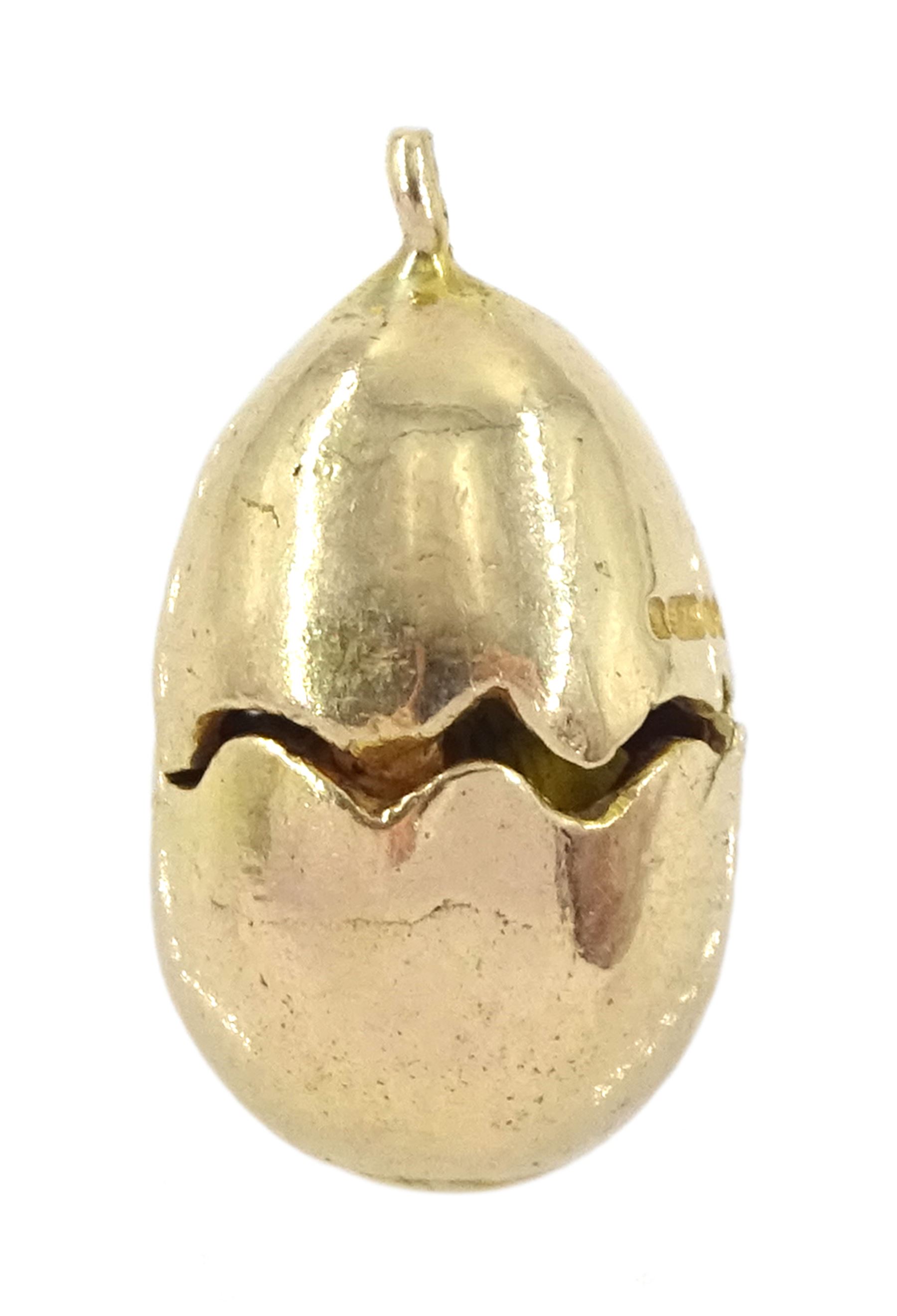 9ct gold chick in an egg pendant / charm by Georg Jensen, London 1956