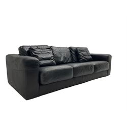David Paine - 'Tennyson' three seat sofa, upholstered in soft black leather