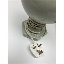 19th century oak barley twist table lamp, together with three other table lamps, including off white painted foliate example, tallest H86cm