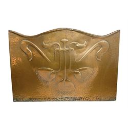 Art Nouveau copper fire hood, L43cm