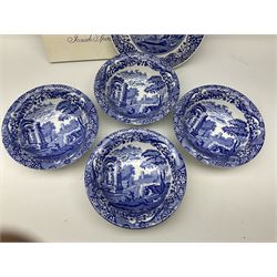 Four Copeland Spode Italian pattern bowls, all with blue marks beneath, together with a boxed Spode cake plate