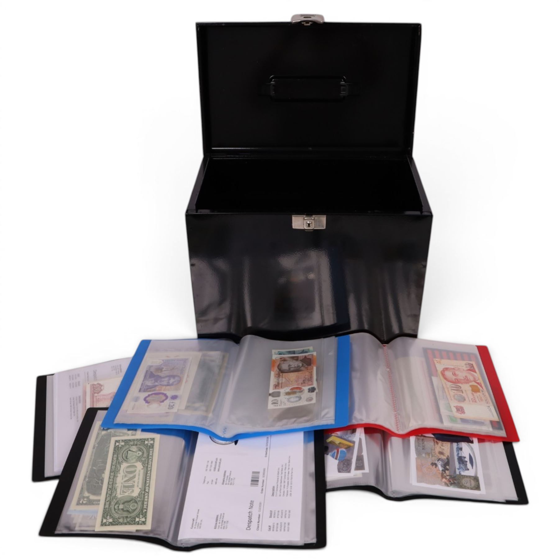 Great British and World banknotes, including many uncirculated examples, housed in ten folders