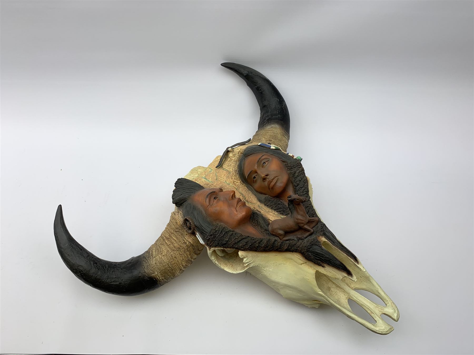 Large limited edition buffalo skull sculpture by Neil J. Rose and Gary Rose titled 'Spirit of the Plains' no. 106/1500, W62cm