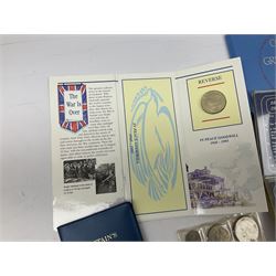 Coins including United Kingdom 1995 two pound coin on card, King George VI 1951 Festival of Britain crown, pre-decimal coinage etc, in one box