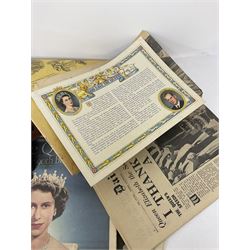 Pair of Zenith 8x40 Field binoculars together with Agfa camera with Silette lens, both in cases, and quantity of commemorative newspaper ephemera to include The Illustrated London News Record of the Glorious Reign of Queen Victoria