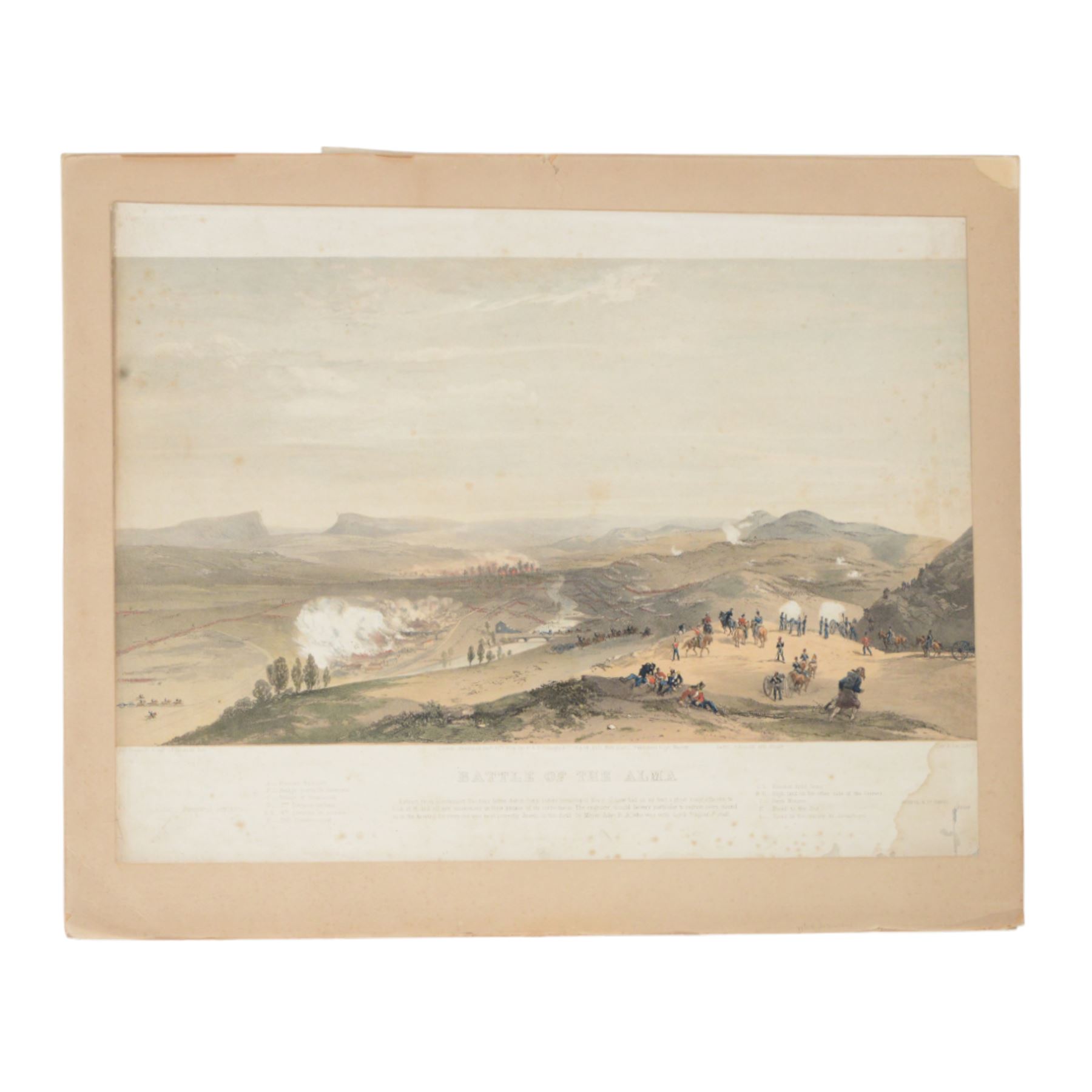 Four Victorian coloured prints of the Crimean War 1854-56, comprising Battle of the Alma, Camp of the Light Division, Redan and Advanced Trenches of the British Right attack
 and Camp of the 4th Division, H50cm 