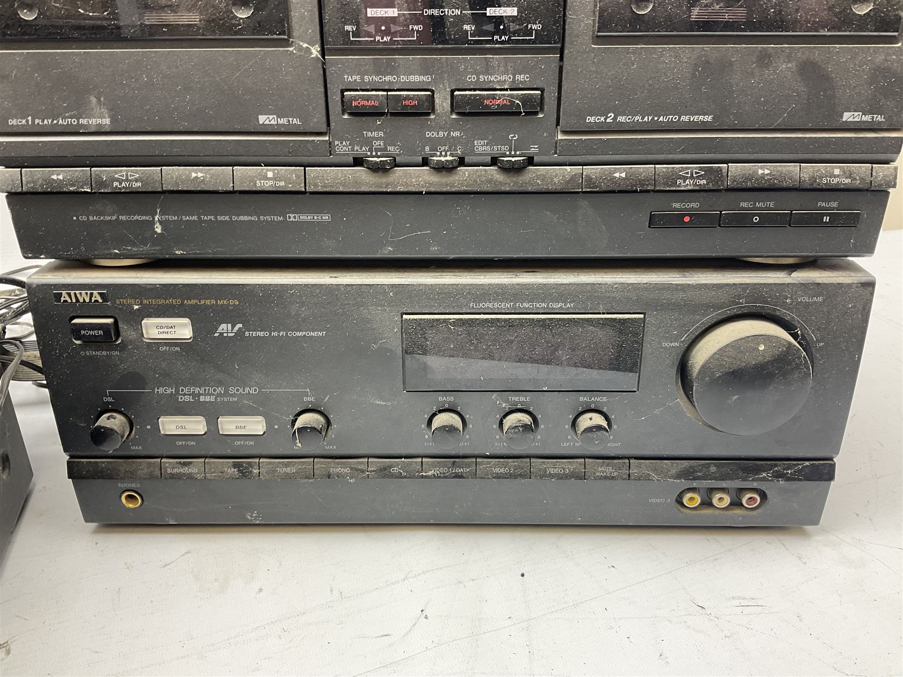 AIWA stacking stereo system including double tape deck and speakers