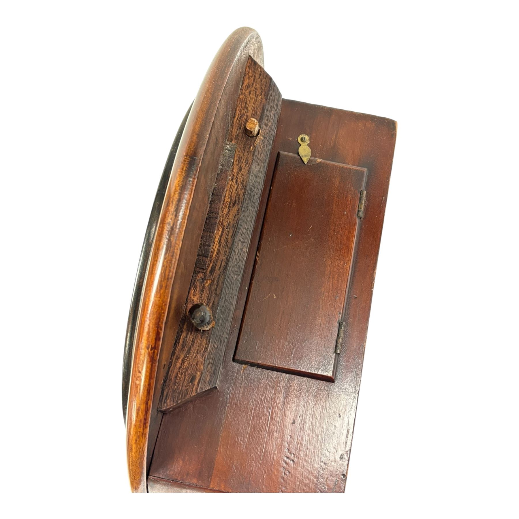 English - Early 20th century 8-day oak cased wall clock c1920, with a spun bezel and 12