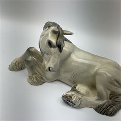 Beswick dapple grey Shire horse lying down model no 2459, with printed mark beneath. 