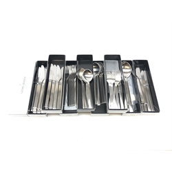  Georg Jensen New York pattern stainless steel table service for eight place settings, 58 pcs in original boxes  