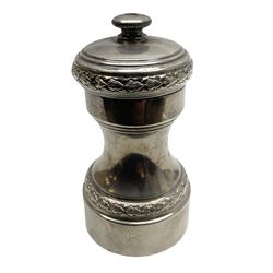Silver pepper grinder, indistinctly marked, possibly French, H9.5cm