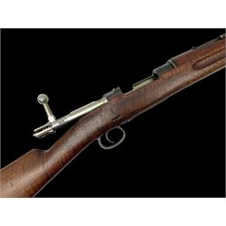 Early 20c Swedish 6.5mm bolt-action service rifle inscribed Carl Gustafs Stads Gevarsfaktori 1904; with 74cm barrel and original Model 1896 knife bayonet with scabbard No.149918 L149cm overall. Deactivated to early specification so requires re-deactivation to modern standards SECTION 1 RFD ONLY