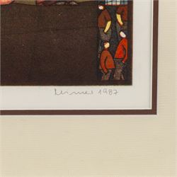 Hans-Joachim 'Jockel' Reisner (German 1938-2023): Architectural Elephant I, limited edition coloured etching signed and dated 1987 in pencil 24.5cm x 28cm
Notes: Reisner is best known for creating the Bradford City Fire Memorial in 1986. His style of printmaking is characterised by geometric lines and shapes, influenced by his degree in engineering.