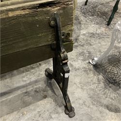 Early 20th century cast iron and wood slatted, foldable garden bench - THIS LOT IS TO BE COLLECTED BY APPOINTMENT FROM DUGGLEBY STORAGE, GREAT HILL, EASTFIELD, SCARBOROUGH, YO11 3TX