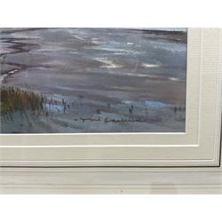 Tom Harland (Yorkshire 1945-2012): 'The Humber - Late Afternoon in November', pastel signed, titled on label verso 31cm x 43cm 