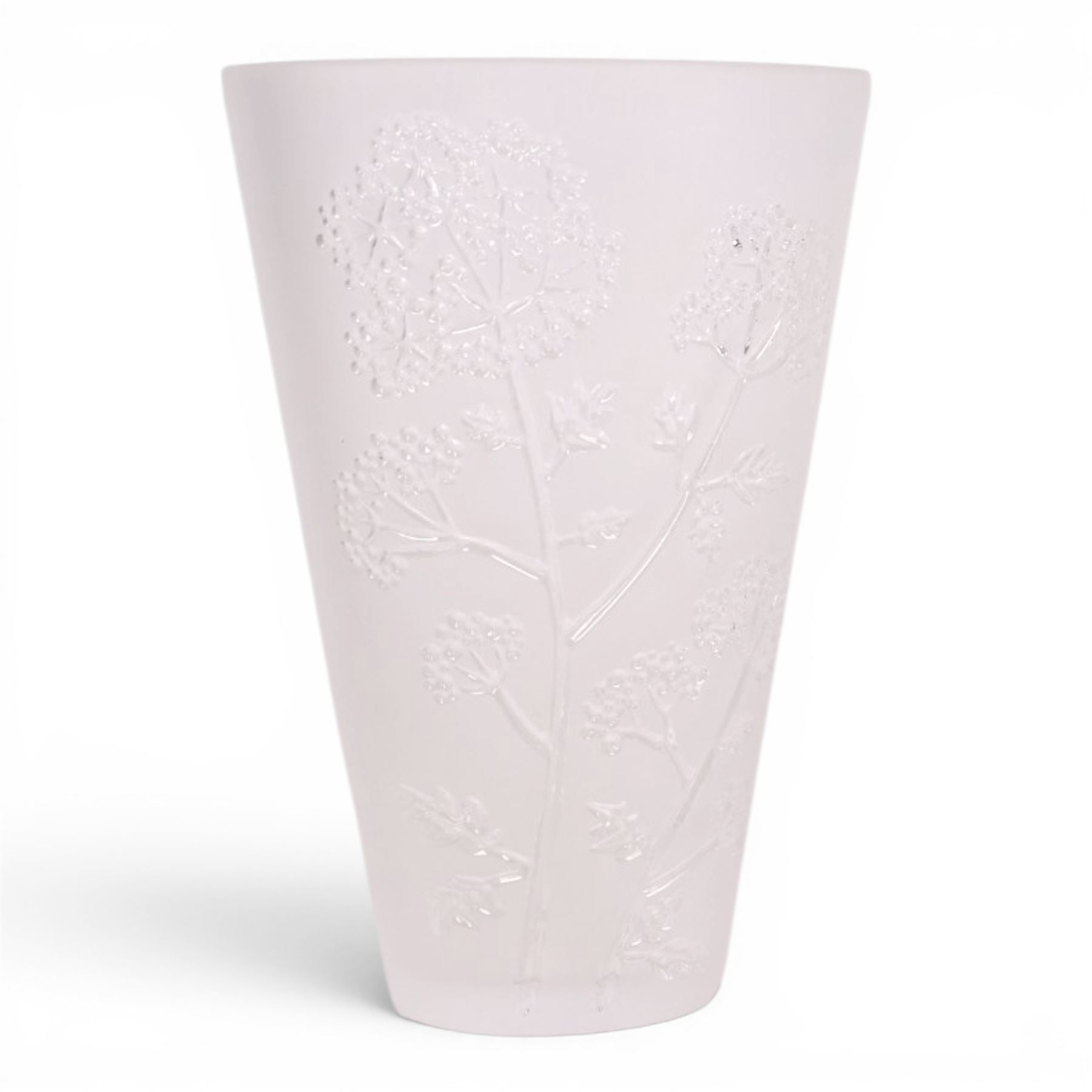 Lalique Ombelles frosted glass vase, marked Lalique France, H16cm 