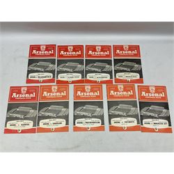 Arsenal F.C. - forty-nine home programmes for 1956/57 (21), 1957/58 (13) & 1958/59 (15) including Division One, F.A. Cup (including replays) and Friendly Matches (49). Auctioneers Note: The February 1st match against Manchester United (result Arsenal 4 Manchester United 5) was the final domestic league match played by the Manchester United first team before the Munich Air Crash - thus it was the last game played in the U.K. by the 'Busby Babes', before the tragic death of several of these players.