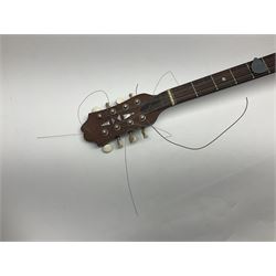 Italian bouzouki type long necked mandolin with segmented lute back and spruce top with tortoiseshell style panels; bears label 'Miroglio & Figli Sicilia Catania Italia' L99cm; and Italian lute back mandolin with segmented back and spruce top bearing label for F. De Mureda Napoli (2)