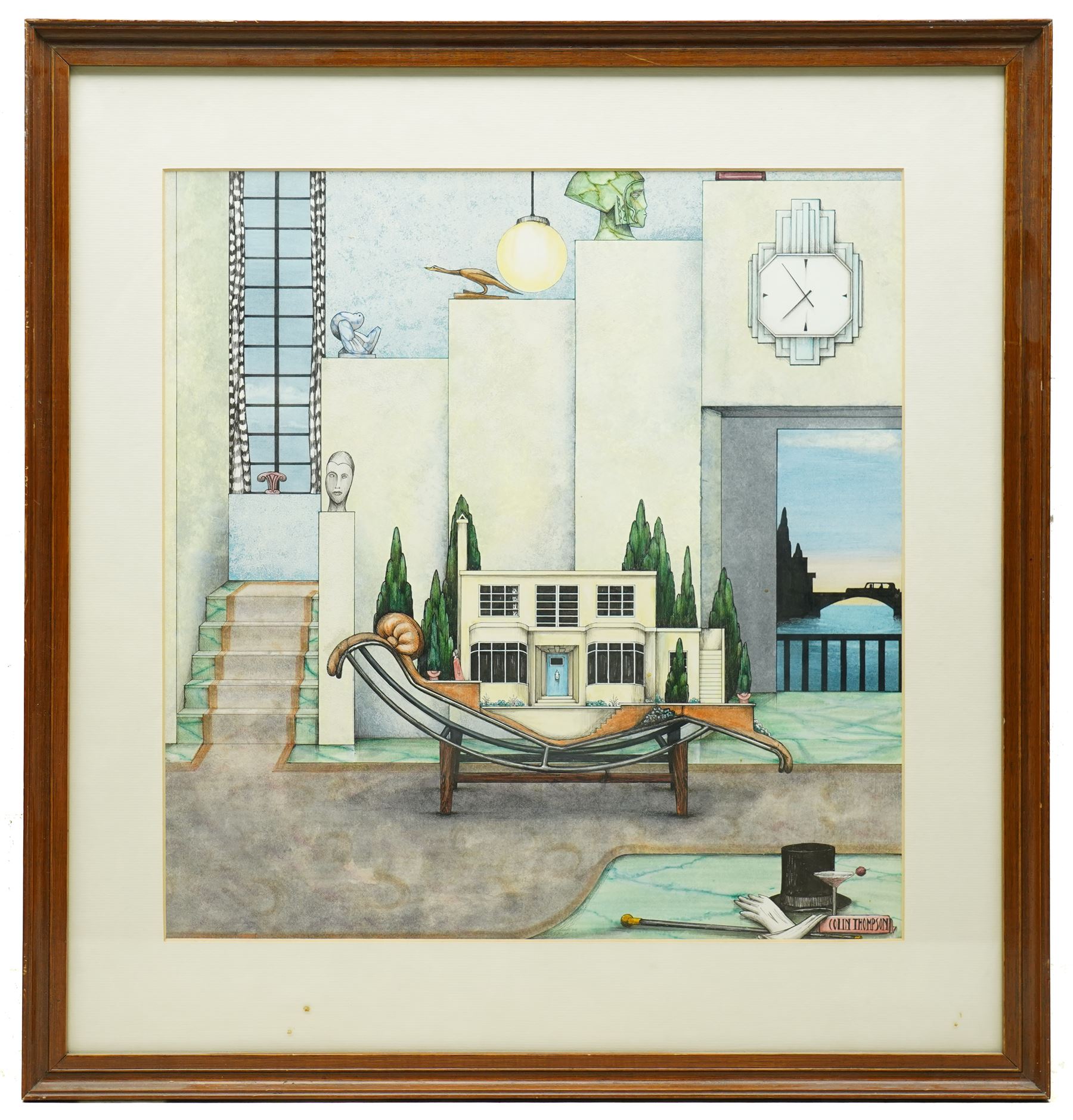 Colin Thompson (British/Australian 1942-): Art Deco Home Illustration, ink and watercolour signed 39cm x 37cm Notes: Featured in Thompson's the 'Pictures of Home' book, commissioned by Leeds Permanent Building Society, page 22.