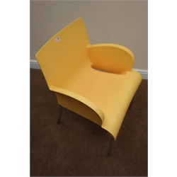  Italian Minx Casprini chair, design Archivivolto with yellow moulded seat on grey finish metal supports, W53cm  