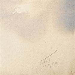 Willy Tirr (German 1915-1991): Abstract Boat on Water, watercolour signed 77cm x 56cm (unframed)