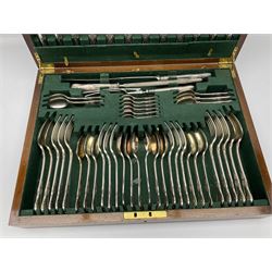 20th century mahogany cased silver plated canteen of Kings pattern cutlery, for six place settings