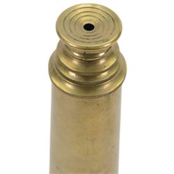 British WWII brass and leather telescope, marked tele. sct. regts mkII, with broad arrow,  mark, together with a brass three draw telescope 