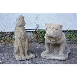  Composite stone model of a Bulldog, H40cm and a model of a Hare H50cm, (2)  