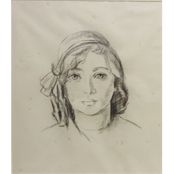  Philip Naviasky (British 1894-1983): Head and Shoulder Portrait of a Lady, pencil drawing dated 1917 unsigned 39.5cm x 35cm  Provenance: From Naviasky estate portfolio  