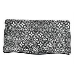 Contemporary black lacquered metal-clad chest, embossed with silver floral scrollwork, shaped rectangular top over three drawers, on cabriole supports (W89cm, D40cm, H79cm); matching two drawer chest (W68cm, D35cm, H67cm)