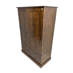 Laura Ashley - 'Garrat Dark Chestnut' double wardrobe, fitted with two panelled cupboard doors over four drawers