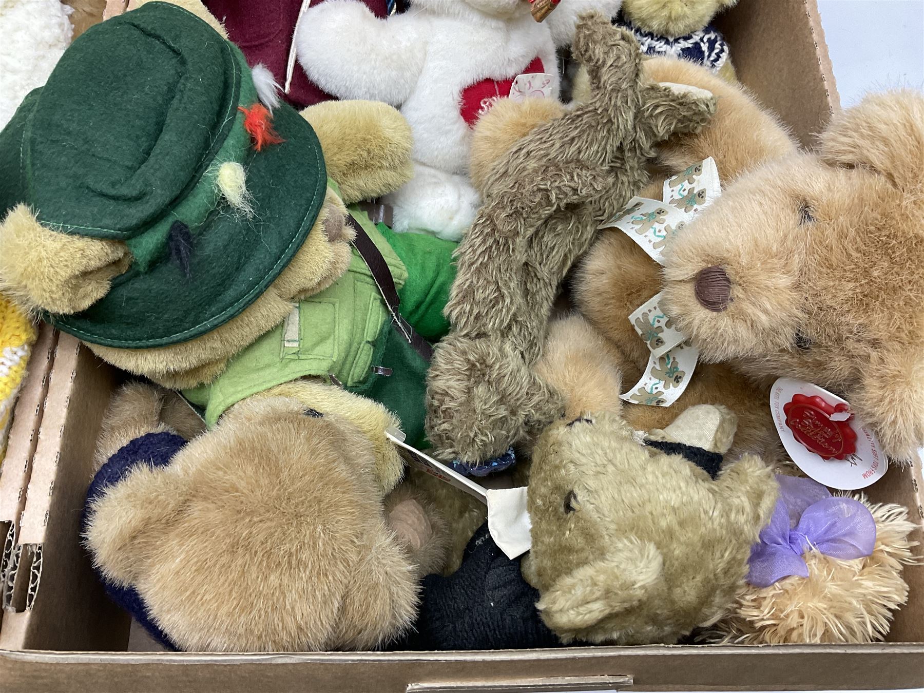 Large quantity of teddy bears together with boxed Corgi Mobilgas Mack LJ 6 tanker and two Corgi Eddie Stobart die cast lorries