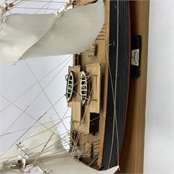 Scale model of the Danish three-masted Training Ship 'Danmark', fully rigged on integral stand L105cm H64cm