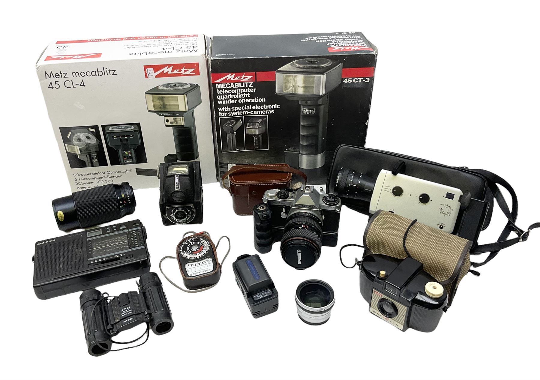Cameras, lenses and camera equipment, to include Pantax ME super camera