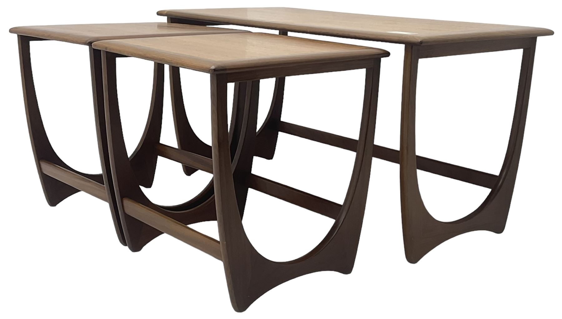 G-Plan - teak 'Astro' long-john nest of three tables, large rectangular coffee table and two square nesting tables