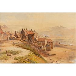 Thomas Swift Hutton (British 1860-1935): 'Tin Ghaut - Whitby', George Percy Bankart (British 1866-1929): ‘River Esk at Whitby’, Edith F Hillier (British 19th/20th Century): ‘The Market Place – Whitby'; together with other Whitby related watercolours variously signed and titled max 36.5cm x 26.5cm (6)